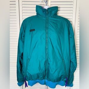 Columbia Men's Teal and Purple Windbreaker Jacket Vintage XL
